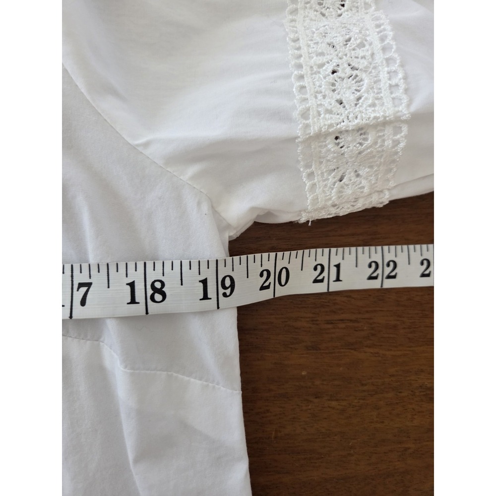 nanette lepore Crochet Lace Peasant Tunic Top Women's Md Cottagecore Bell Sleeve - Picture 9 of 14